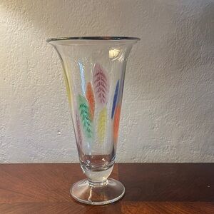 Dansk Colorful Glass Vase with Leaf Design